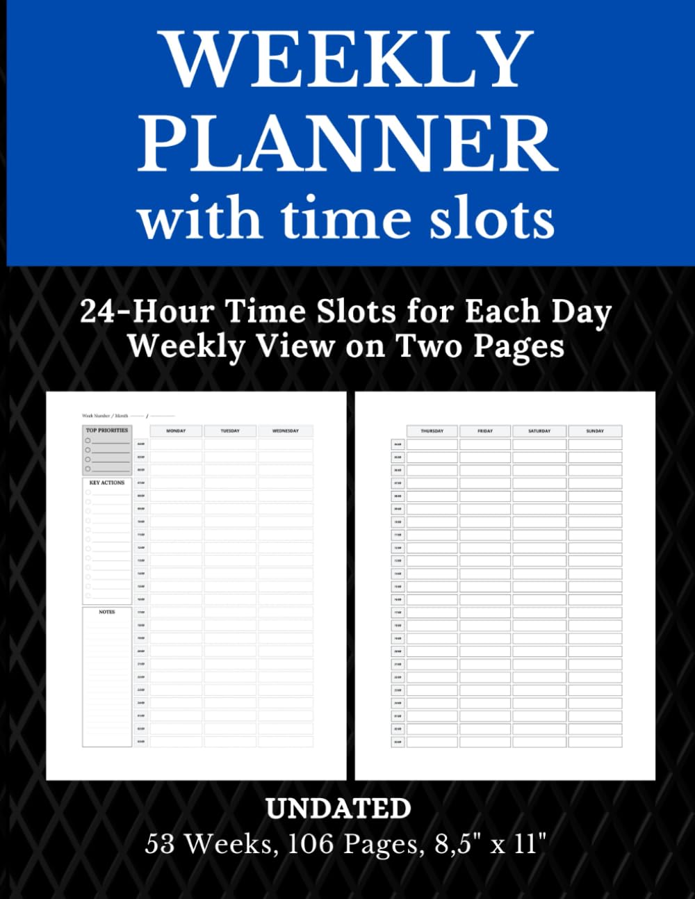 Undated Weekly Planner with Time Slots